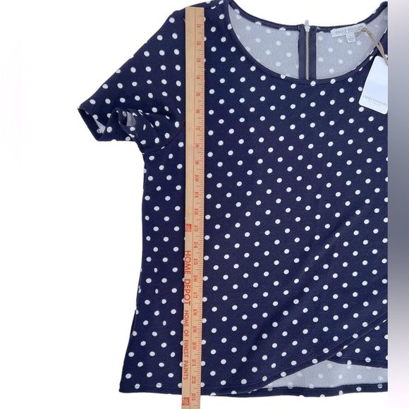 NWT Green Envelope Navy Blue Polka Dot Top size Large New with tag - Picture 3 of 9